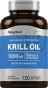 Piping Rock Krill Olje Omega 3 Softgel Kapsler | 1000mg | 120 greve EPA DHA Supplement med Astaxanthin | Maksimum styrke | Ikke-GMO, Glutenfri