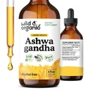 Wild & Organic Ashwagandha Drops - Mood Support Supplement m/Ashwagandha Root Extract - flytende dråper for rolig sinn - Avslappende kosttilskudd - Sukker & alkohol-fri - 4 fl oz
