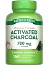 Naturens Sannhet Aktivert Charcoal Kapsler 780 mg | 150 piller | fra Coconut Shells | Ikke-GMO & Glutenfri Supplement