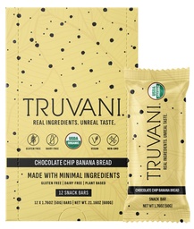 Truvani Plant Basert Snack Bars | Sjokolade Chip Banan Brød 12 Pack | 5g Protein | USDA Organic og Vegansk | Den eneste Baren | Dairy, Soja, og Glutenfri | Individuelt innpakket