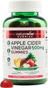 NatureWise Apple Cider Vinegar Gummies - 1000 mg ACV per 2 + vitamin B12 - Pectin Basert Vegansk, Glutenfri, Ikke-GMO - 60 greve[30-dagers Supply for 1000 mg eller 2-måneders Supply for 500mg]