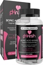 pHresh Boric Acid Suppositories for kvinner, Suppositories for Odor bruk, Naturlig Feminin Care støtter Vaginal Helse og fremmer sunn pH-balanse - laget i USA