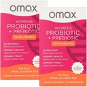 2 Pack Omax Prebiotika og probiotika Kompleks for kvinner, pH-balanse, Vaginal Helse, Urinal Tract, Yeast, UTI / BV Forebygging, Bloating pH 20 milliarder CFU Vegan, Økologisk, Glutenfri, 60 Vege-Capsules