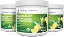 Dr. Berg's Raw Wheatgrass Juice pulver (60 Serveringer) - USDA Certified Organic Wheatgrass pulver m/ Chlorophyll, Trace Minerals & Natural Enzymes - Ultra-Konsentrert - Lemon Flavor w/ Stevia 3 Pack