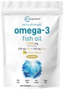 Mikro ingredienser Ekstra styrke Omega 3 Fiskeolje Supplement 1.200mg Per servering, 240 Softgels | Lemon Flavored | Burpless | Essentielle fettsyrer | EPA 220mg + DHA 150mg | Deep Sea Fish