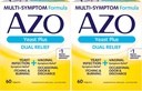 AZO Yeast Plus Dual Relief Tabletter, Yeast Infeksjon og Vaginal Symptom Relief, lindrer kløende og brennende, 60 greve (pakke med 2)
