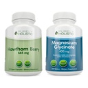 Ren Holistisk Hawthorn Berry 665mg + Magnesium Glycinate 400mg + 150 kapsler og 270 tabletter - Vegansk Bundle - Laget i USA