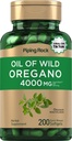 Piping Rock Oregano Oil Softgel Kapsler 4000mg | 200 piller | Herbal Extract Supplement | Wild Harvested | Ikke-GMO, Glutenfri