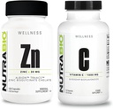 NutraBio Sink Chelat og vitamin C med rose HIPS Supplement Bundle - Vitamin Supplement Bundle kan hjelpe med antioksidant og immun støtte, og generelt helse og velvære