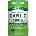 Naturens sannhet Odorless hvitløk Softgels | 2400mg | 180 greve | Ikke-GMO & Glutenfri Supplement