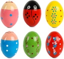 SallyFashion 6 PCS Wooden Shaker Egg for Todlere, Egg Maracas perkusjon Shakers Musikkinstrumenter for Party favors Goodie Bag Stuffers Klasserompriser
