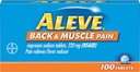 Aleve rygg- og muskelsmerter tabletter, hurtigvirkende hele dagen målrettet relief for hodepine, muskler og ryggsmerter, Naproxen natriumkapsler, 220 mg, 100 greve