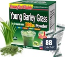YAMAKAN Young Barley Gras pulver, Grønn Superfood pulver rik på næringsstoffer, mineraler, vitaminer og plantebaserte protein for kvinner og menn, Barley Gras fra Japan, ikke GMO 88 Count