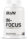 BARE PERFORMANCE NUTRITION BPN i-Focus Brain Supplement for minne og fokus Koffein piller, 1 g L Tyrosin per servering + Alpha GPC, 40 Serveringer, Glutenfri + Vegan