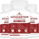 Astaxantin og Lycopen 70mg,Astaxantin Supplement med fosfatidylcholin, Lutein og Zeaxanthin, kraftige antioksidanter Supplement (180 kapsler)