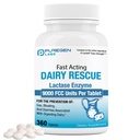 Puregen Labs Dairy Relief Raskvirkende Lactase Enzyme 9000 FCC, Laktose Intolerance piller 360 tabletter