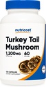 Nutricost Tyrkia Tail Mushroom Kapsler 1200mg, 60 Serveringer (120 Kapsler) - Glutenfri, Ikke-GMO, og Vegetarvennlig