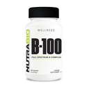 NutraBio B-100, B-vitaminkompleks, immunsystem støtte, sunn hår, hud, negler, 90 grønnsaker kapsler