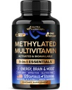 Metylert multivitamin - B2, B6, 5-MTHF & B12 | Antioksidanter C & E Vitamin D3 & K2 - for menn og kvinner - 9-i-1 MTHFR Supplement med TMG - Energi, hjerne og humør - Vegan - laget i USA - 120 kapsler
