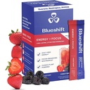 Blueshift Energi + Fokus - Mindre Sweet Super Clean Plant-basert energidrikk for voksne, med Guarana, Grønn Te, Rhodiola, Koffein, B vitaminer for klarhet og fokus, Ingen sukker - Powder Sticks (10 Pack)