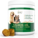 Omega 3 Hud og Coat Chews for hunder, Hunde lakseolje Supplement for ledd smerte lindring, immunstøtte, hud og Coat kosttilskudd for hunder, Chewable Hund behandler for kløende hud relief, 55 Chews, 8 Oz