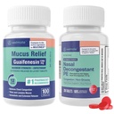 WELMATE Respiratorisk Relief Bundle: Maksimal styrke Guaifenesin 1200 Mg Mucus Relief (100 Bi-Layer Tabletter) + Phenylephrine HCl 10 mg Nasal Decongestant PE (200 tabletter) Sinus, kald og allergi støtte
