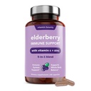 Vitamin Bounty Elderberry Organic Elderberry Capsules for voksne - vitamin C og sink Supplement, & Echinacea, immunsystem støtte, avansert 5-i-1 blanding, ikke-GMO - 60 kapsler