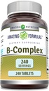 Amazing Formler Vitamin B Kompleks med 11 viktige næringsstoffer | Tabletter Supplement | Vitamin B1, B2, B3, B6, B12, Folsyre, Biotin, Choline, Inositol, PABA (240 Count)