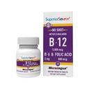 Superior kilde No Shot Vitamin B12 Metylkobalamin (5000 mHg), B6, Folsyre, Hurtig oppløselige Sublingual Tabletter, 60 Ct, Øk energi, Sunt hjerte, Boost Metabolisme, Stress Support, Ikke-GMO