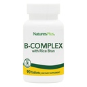 NaturesPlus B-Complex med Rice Bran - 90 tabletter - Vegetarisk, Glutenfri - 90 Serveringer