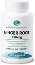 Jordens Splendor Ginger Root 550 mg Supplement for menn og kvinner, støtter digestiv helse, ingen kunstige farger eller preservativer (550 mg, 100 kapsler)