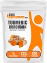 BulkSupplements.com Turmeric Extract pulver - fra Turmeric Root, Curcumin Supplements, Turmeric Curcumin pulver - Glutenfri, 1g per servering, 250g (8,8 oz) (Pack of 1)