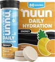 Nuun Energy Electrolyte Tabletter med Ginseng, Koffein fra grønn te ekstrakt, Vitamin B12, B6, B5, Magnesium & 4 Andre elektrolyter, Glutenfri & Vegansk, Tropisk Punch, 8 Pack (80 Serverer totalt)