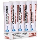 (5 pakke) Globe Clotrimazol Antifungal Cream 1% (1 oz) lindrer kløe, brenning, sprekking og skalering assosiert med soppinfeksjoner | Sammenlign med Navnet Brand Active Ingredient