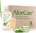 AloeCure USDA Organic Aloe Vera Juice laget innen 12 timers høst - ren aloe Juice naturlig digestiv kosttilskudd for å støtte digestion, immunsystem og balansert magesyre, 6 x 500ml flasker