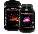 Intelligent Labs 2-i-1 Bundle av MagEnhance Supplement (høy absorpsjon Chelated Magnesium Complex) og kollagen Peptides pulver (uflavorert organisk hydrolysert type 1 & 3 kollagenproteinpulver)