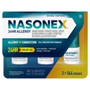 Nasonex 24HR Allergi Nasal Spray, Non-Drowsy, Scent-Free Mist, Allergi Symptomer + Nasal Congestion, Full reseptstyrke, 120 Sprøyter (3 Pack)