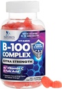 B Kompleks kosttilskudd Gummier med vitamin C & folsyre, ekstra styrke Super Vitamin B Gummy med Niacin, B6, Folinsyre, B12, Biotin, Naturens Energi Immunstøtte Supplement - 120 Gummies
