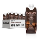 Evolve Plante Basert Protein Shake, Dobbel Sjokolade, 20g Vegan Protein, Dairy Free, Ingen kunstige søtstoffer, Ikke-GMO, 10g Fiber, 11 Fl Oz (Pack of 12) - (Formula May Vary)