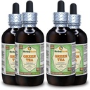 Grønn te (Camellia sinensis) glykeritt, organisk tørkede blader alkohol-fri flytende ekstrakt (merkenavn: HerbalTerra, stolt laget i USA) 4x4 fl.oz (4x120 ml)