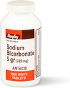 Rugby Sodium Bikarbonat 325 mg Antacid Tabletter - Relief for Heartburn, Sour Mage & Indigestion, 1000 Antall (1-Pack)