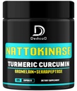 4-i-1 Nattokinase 2000 Fu, Turmeric, Bromelain, Serrapeptase - Spike Protein Detox - Kroppsbalanse, sirkulasjon helse og immunsystem - 120 Kapsler 4-måneders Supply