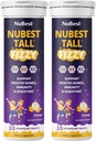NuBest Tall Fizzy Beinstyrke, Immunitet, Digestiv Helse for barn Alder 4+ & Tenåringer | Probiotiske, Kalsium, Magnesium fra Rød Marine Algae, Vitaminer | 20 Orange Effervecent Tabletter | Pakke 2
