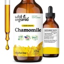 Wild & organisk kamille Blomster Tinktur - beroligende kosttilskudd for avslapning - Kamille Ekstrakt flytende dråper - Vegan, Sukker & alkohol-fri - 4 fl oz