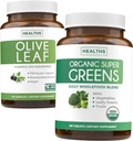 Olive Leaf Extract & Organic Super Greens (4-måneders forsyning) Pure Plant Power Bundle of Olive Leaf Extract (120 Kapsler) Super styrke & organiske Super Greens (180 Tabets) Organic Superfood
