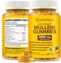 Mullein Gummies, 2000mg organisk mullein Leaf ekstrakt for klare lunger, økt respirasjon og digestive, immunforsterkning for voksne og barn, Allergivennlig, ikke-GMO, 60 gummier