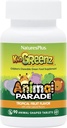 NaturesPlus Animal Parade KidGreenz, Tropical Fruit Flavor - 90 Animal-Shaped, Chewable Tabletter - Pakke med 2 - med Broccoli & Spinat - Vegetarisk, Glutenfri - 180 Total Services