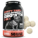 Bully Max 2-i-1 Puppy vitaminer - 30 Chewable Tabletter for utvikling og vekst av valper - Hundebehandlinger, vitamin og kosttilskudd for små hunder og store avler voksende valper - kan brukes som mattupper