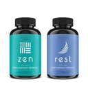 WellPath Zen Mood Support + Rest Valerian Root Sleep Aid Supplements 2 Pack - Ultimate Kombinasjon for rolig humør, energi og naturlig søvn støtte - L-Theanine og andre naturlige ingredienser - 60 Cts Hver