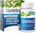 Optiminert Bacopa Monnieri Brain Supplement for hukommelse og fokus, Nootropics med fosfatidyserin, Huperzine A, Ikke-GMO, klinisk studerte ingredienser, 32 kapsler